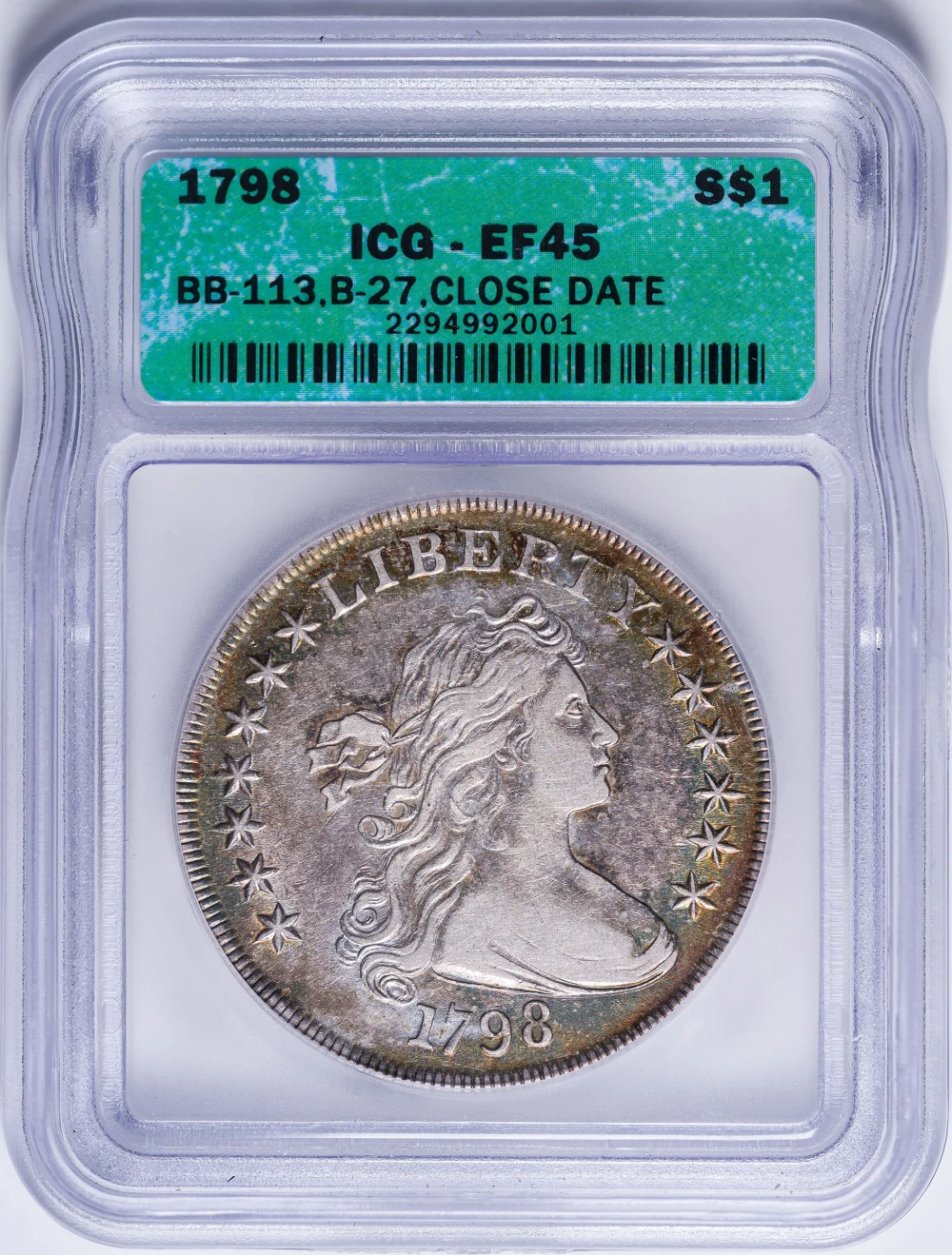 ICG EF-45 1798 Heraldic Eagle Bust Dollar