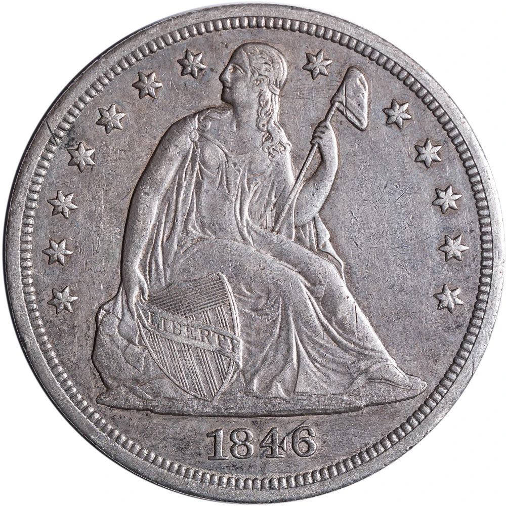 EF-45 Details 1846 Seated Dollar