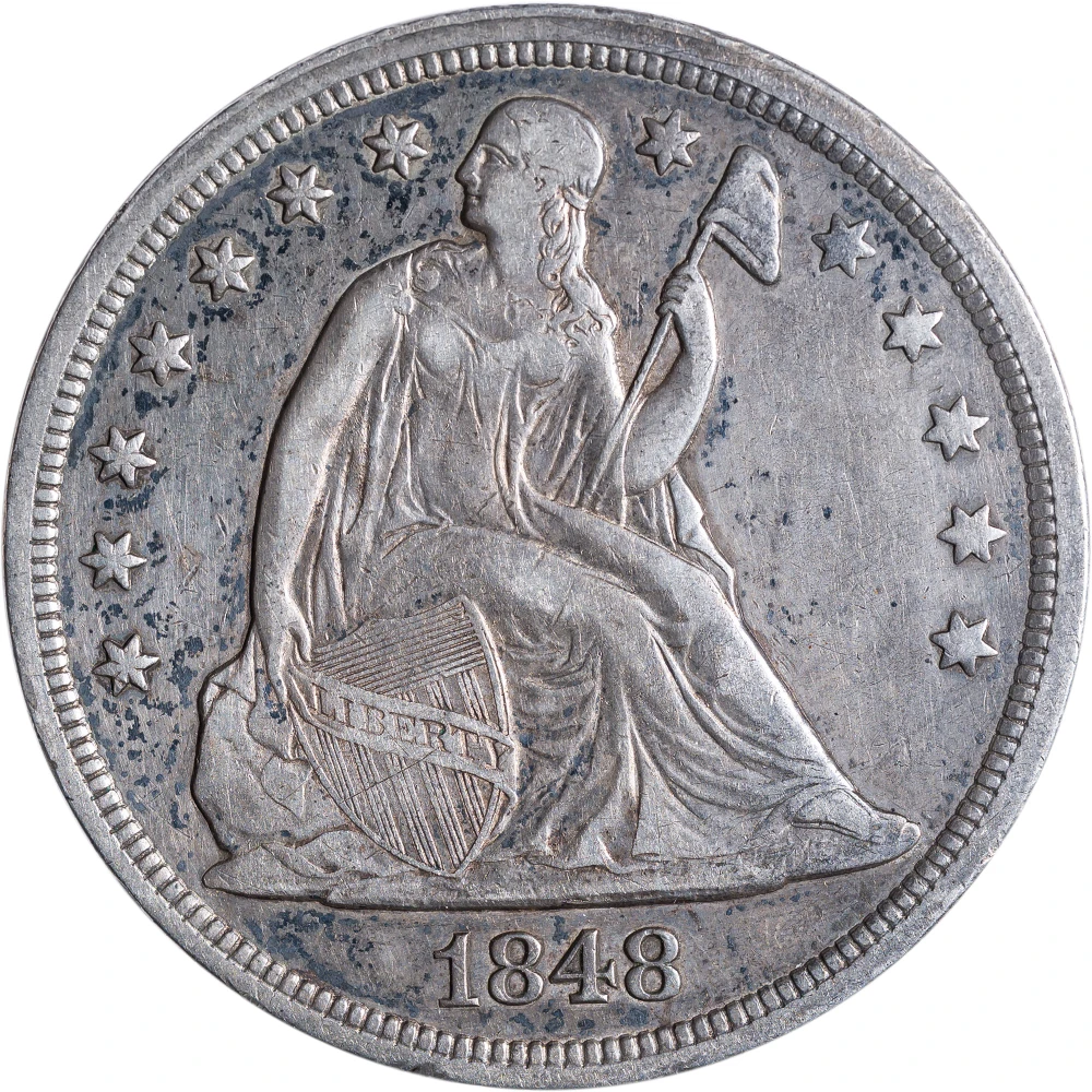 EF-40 Details 1848 Seated Dollar