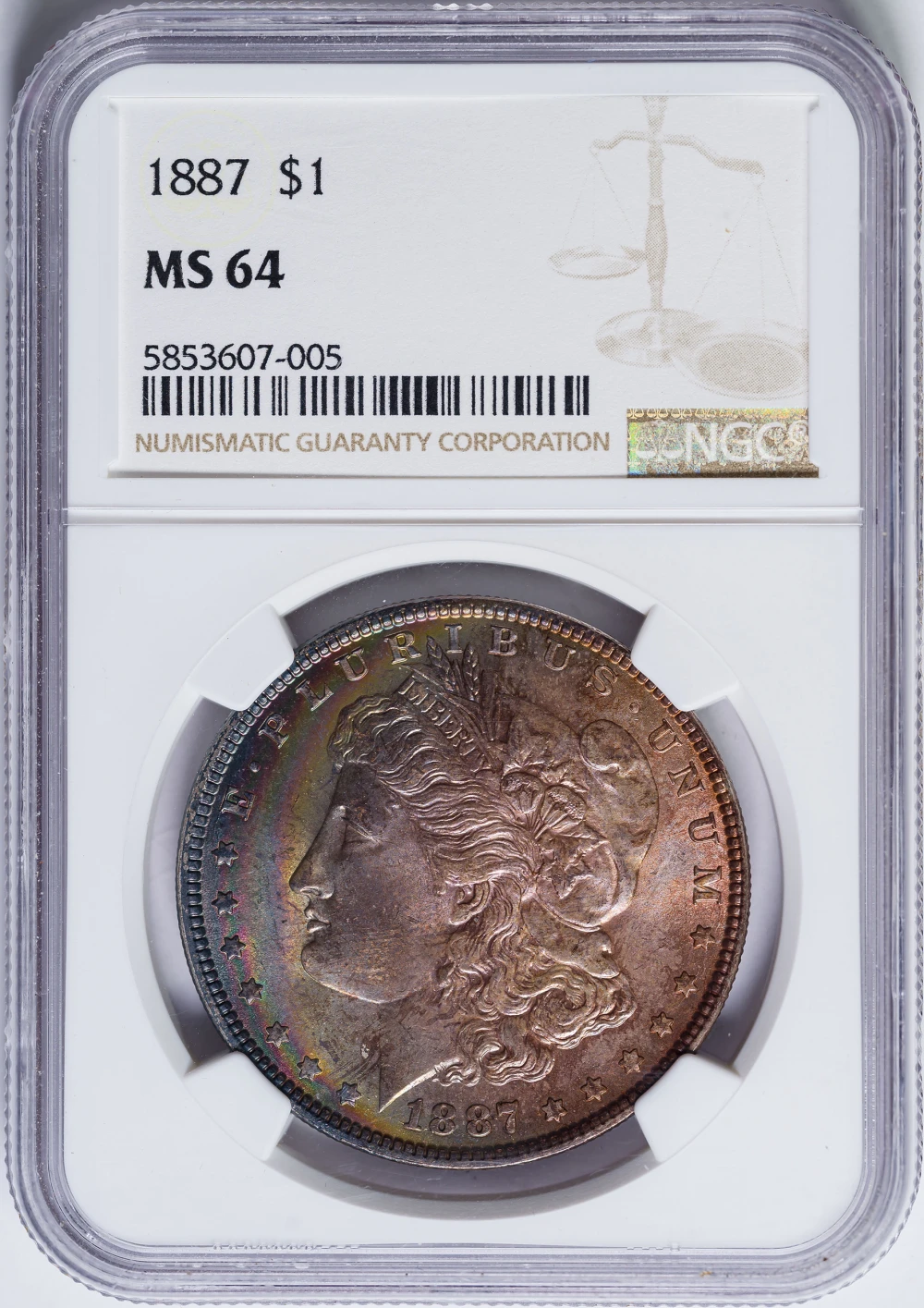 NGC MS-64 Richly Toned 1887 Morgan Dollar