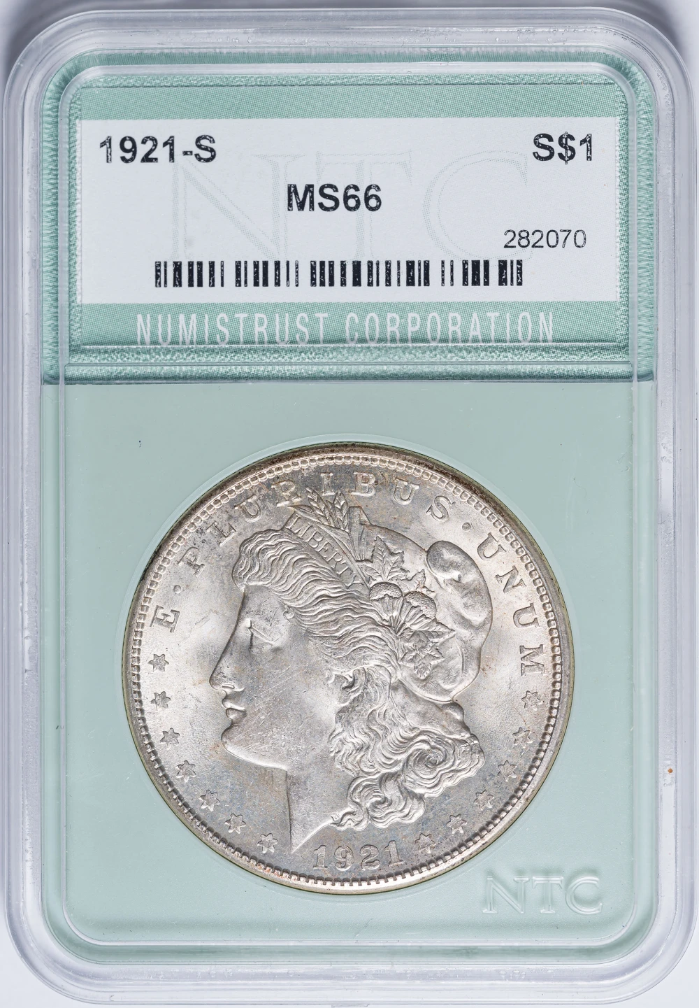 NTC MS-66 1921-S Morgan Dollar