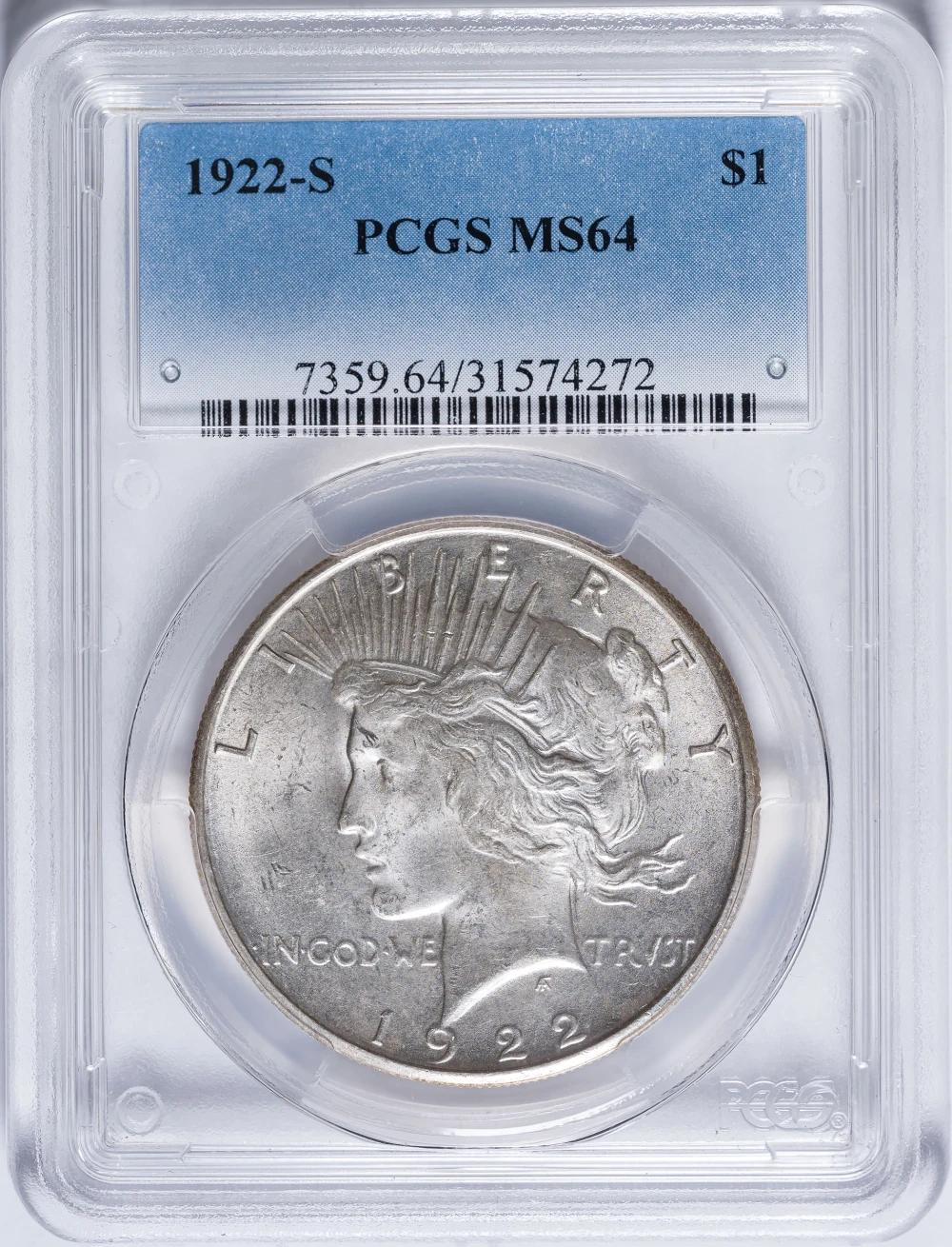 PCGS MS-64 1922-S Peace Dollar