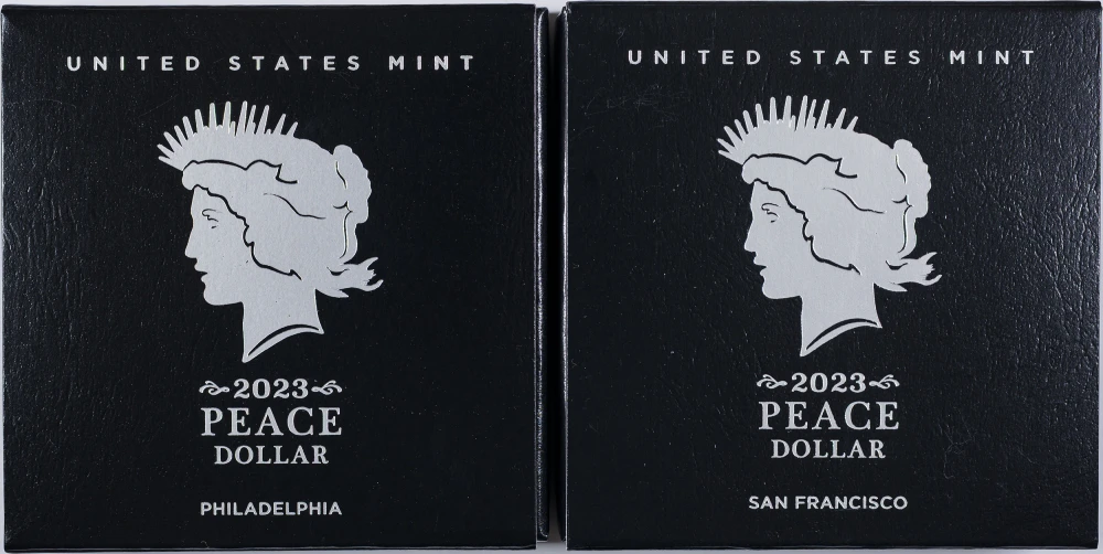 Gem UNC & Proof 2023 Peace Dollar Pair