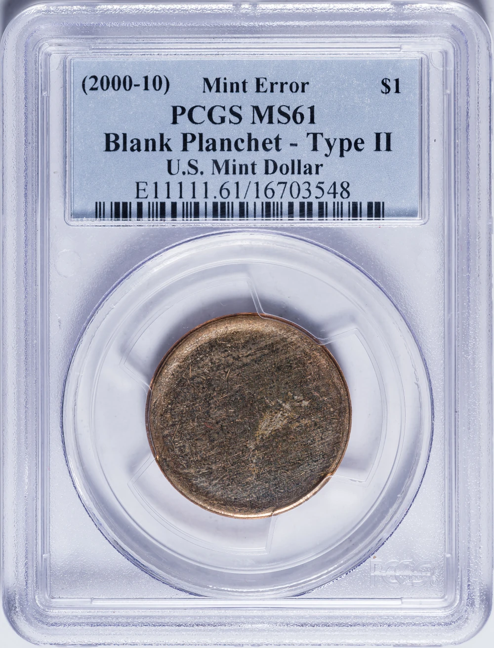 PCGS MS-61 2000-10 $1 Blank Planchet