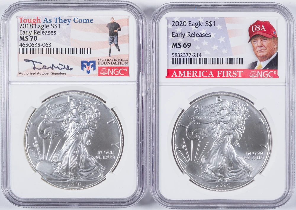 NGC 2018 & 2020 Silver Eagle Pair