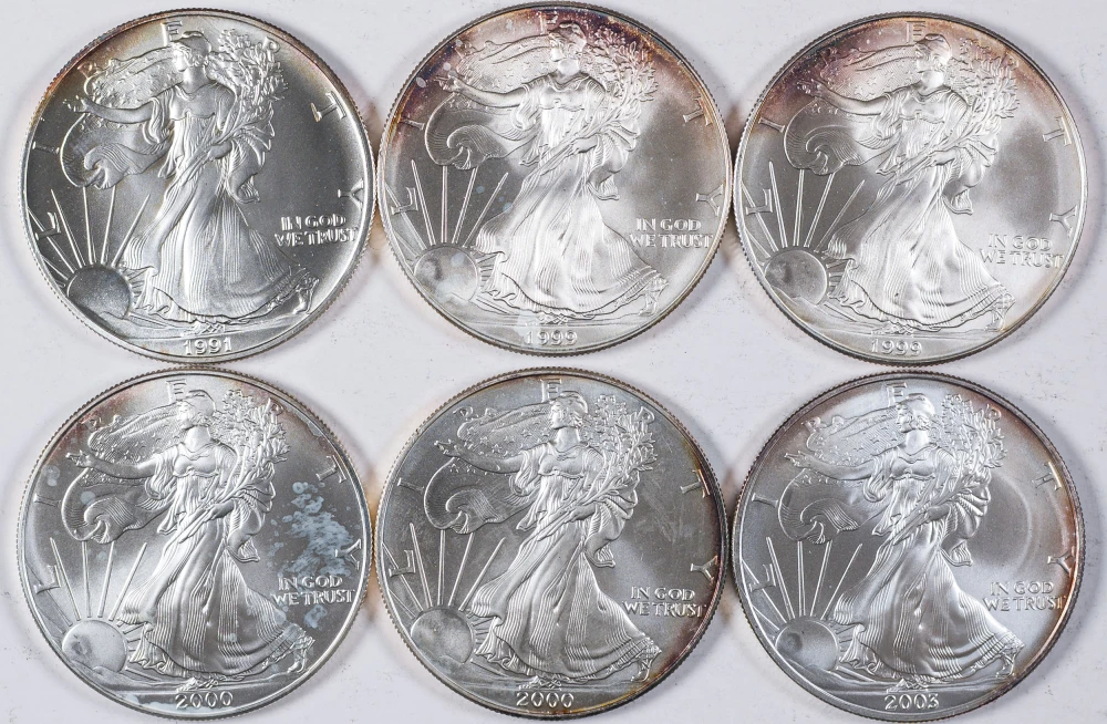 6 Pieces Mixed One Ounce Silver Eagles