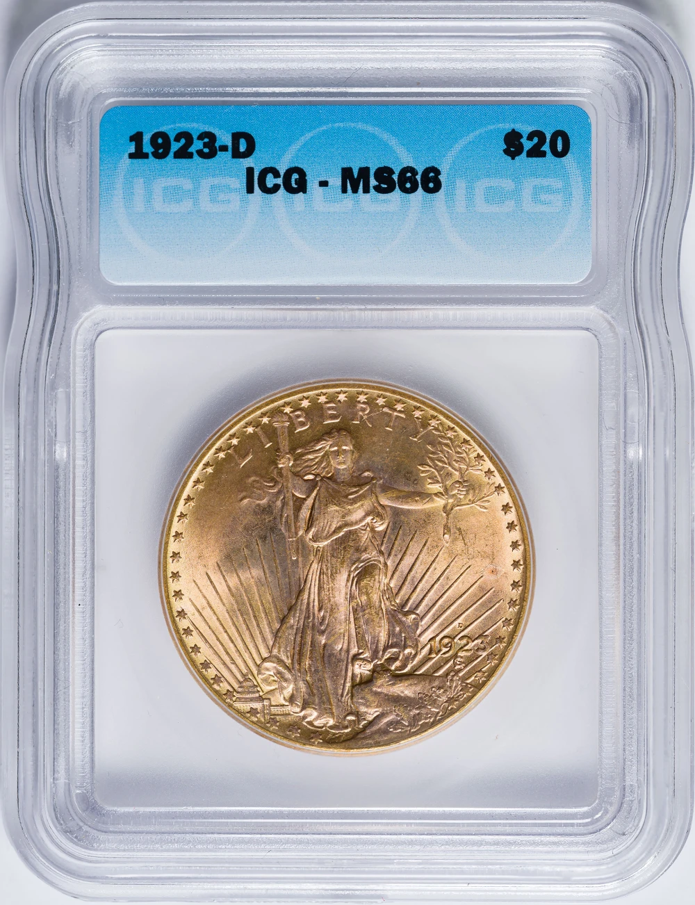 ICG MS-66 1923-D $20 Gold St. Gaudens