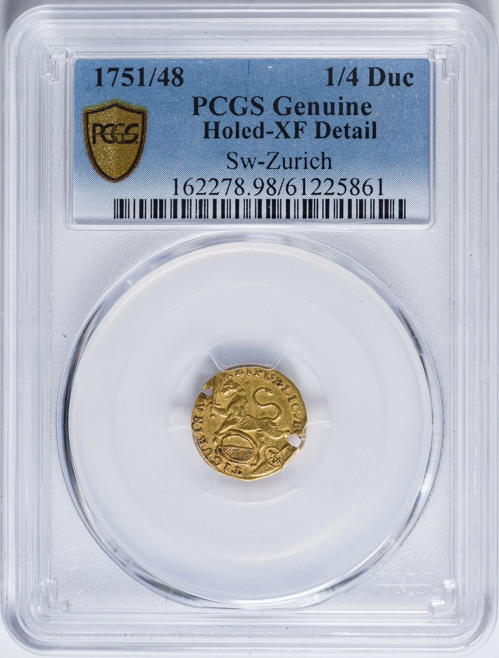 Netherlands. PCGS EF Details 1751/48 1/4 Ducat