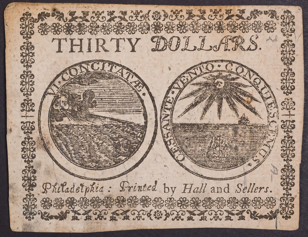 Continental Currency. AU 1776 $30 Note