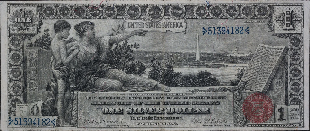 EF-40 1896 $1 Educational Silver Certificate