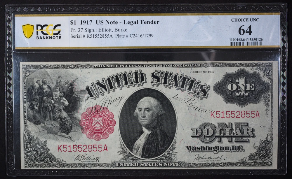 PCGS Choice Unc-64 1917 $1 Legal Tender Note 