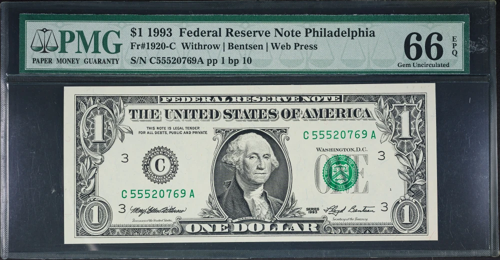 PMG-66 EPQ 1993 $1 Web Press FRN