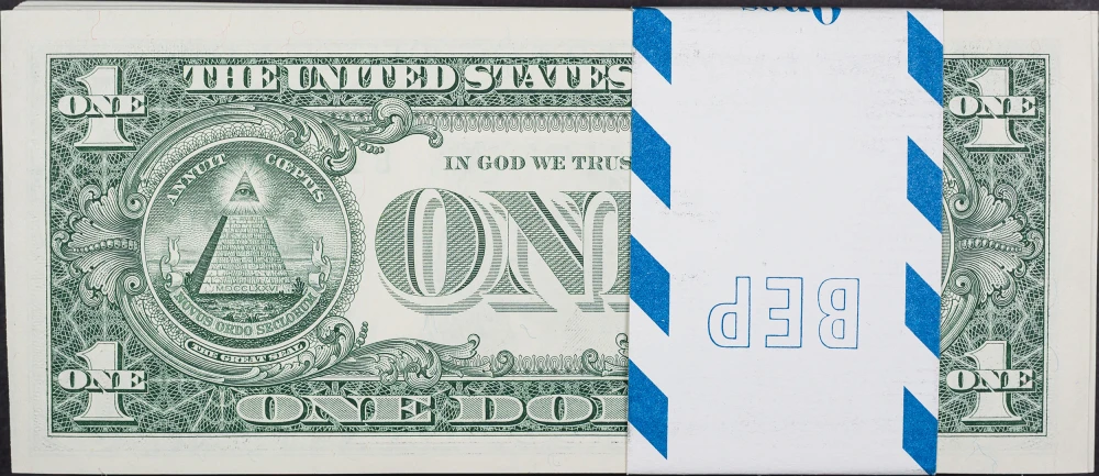 Bank-Wrapped Stack of $1 FRN Star Notes