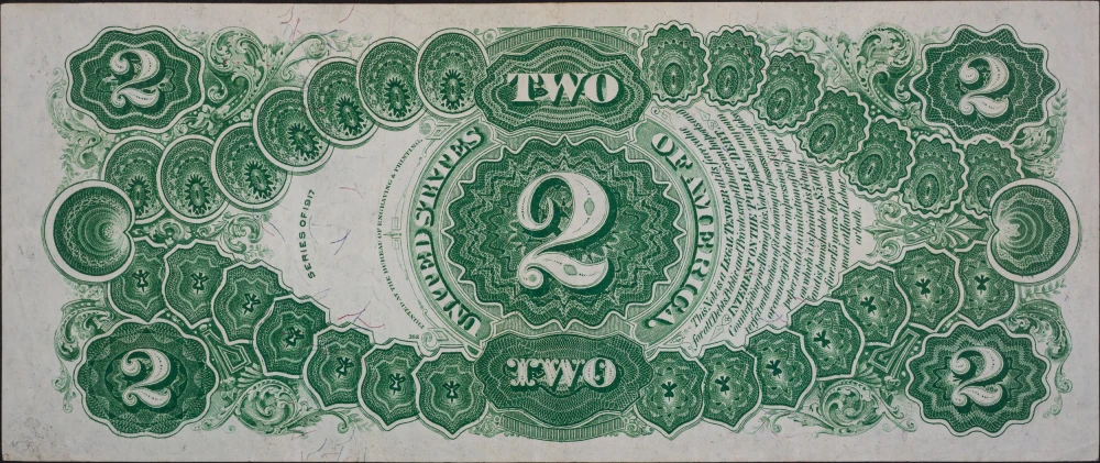AU-50 Or Better 1917 $2 Legal Tender Note