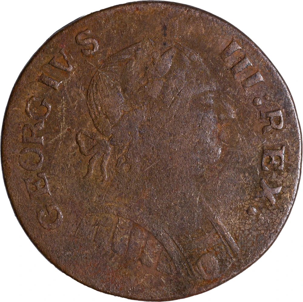 VF Details 1787 Machin's Mills Halfpenny