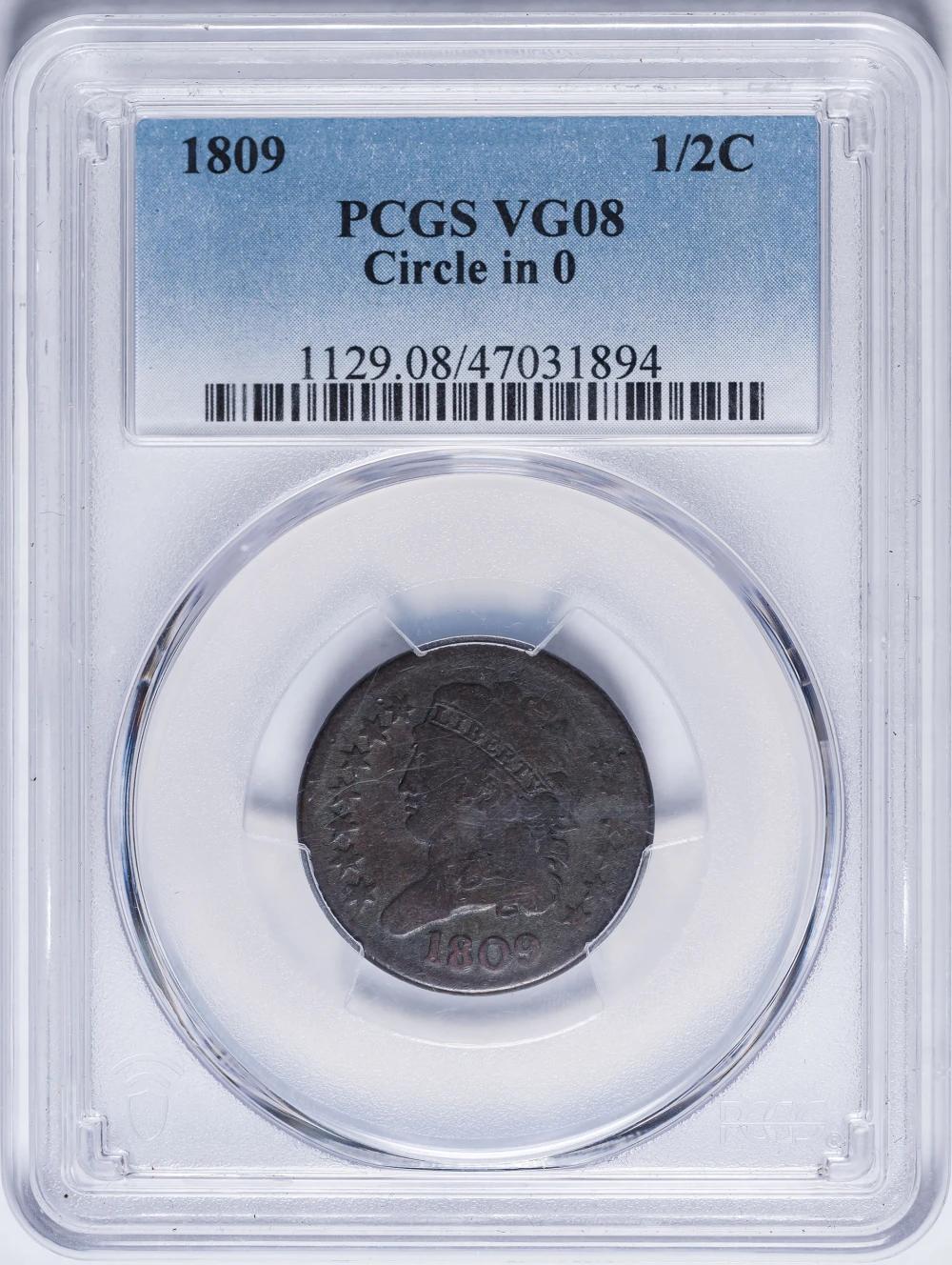 PCGS VG-8 1809 Half Cent