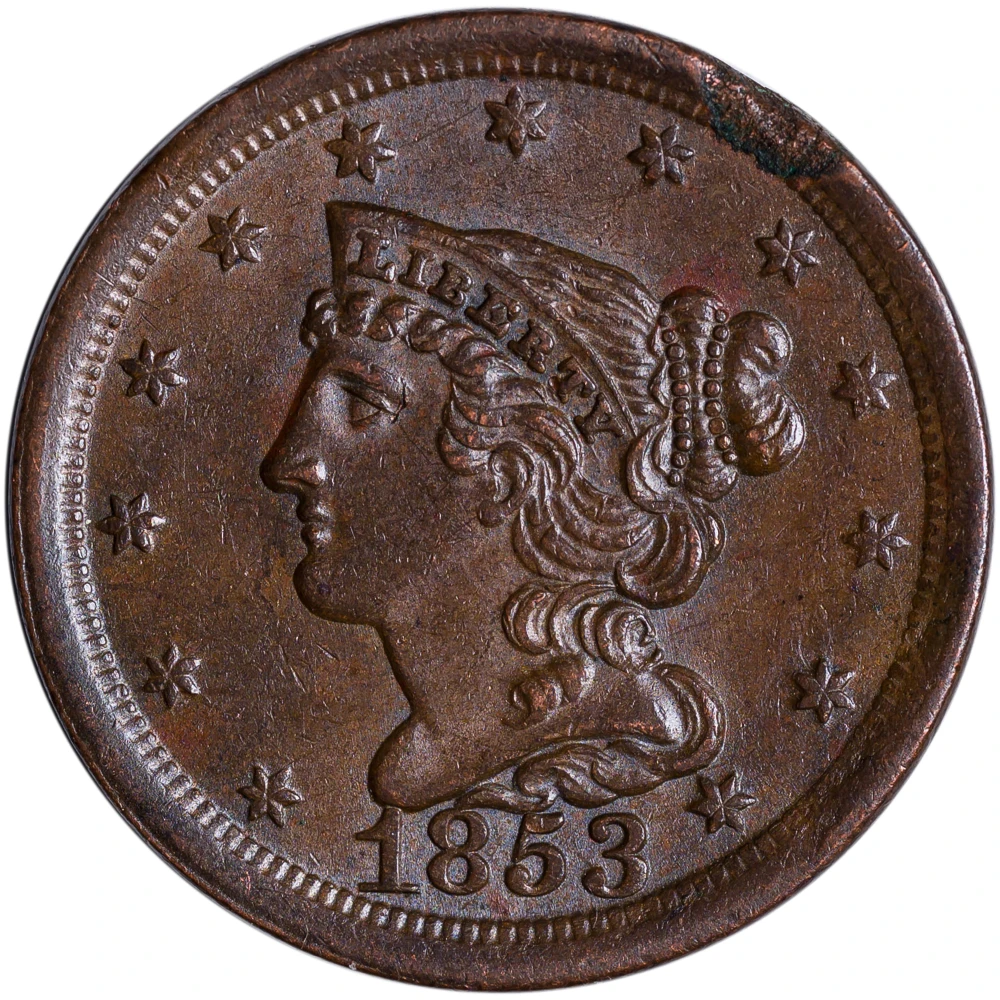 BU-60 BN Details 1853 Half Cent