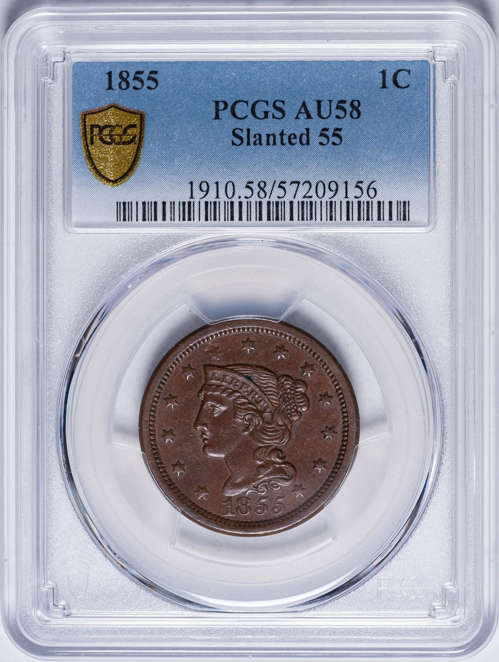PCGS AU-58 1855 Large Cent