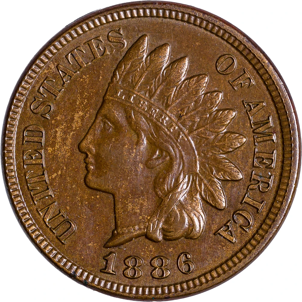 AU-58 1886 Type II Indian Cent