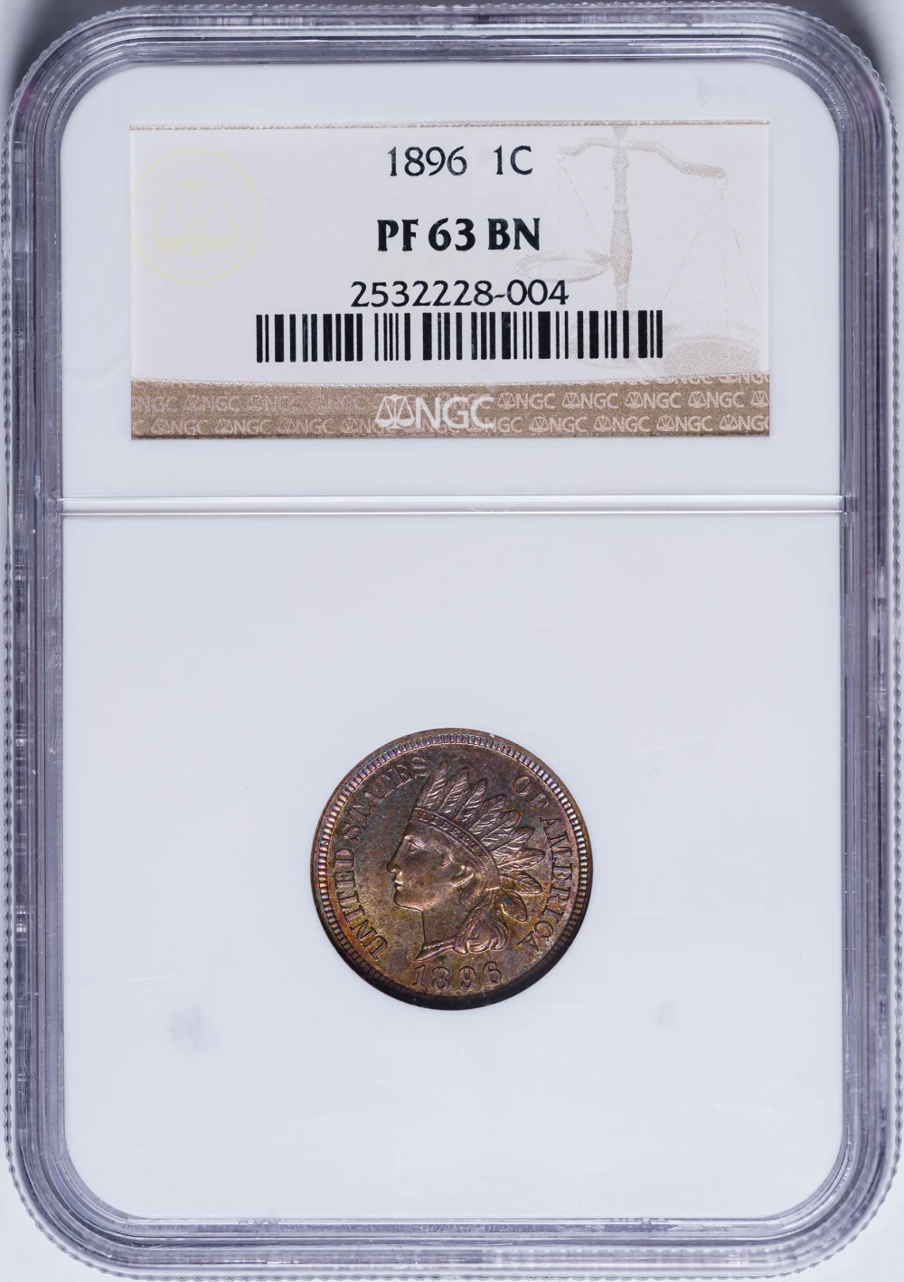 NGC Proof-63 BN 1896 Indian Cent