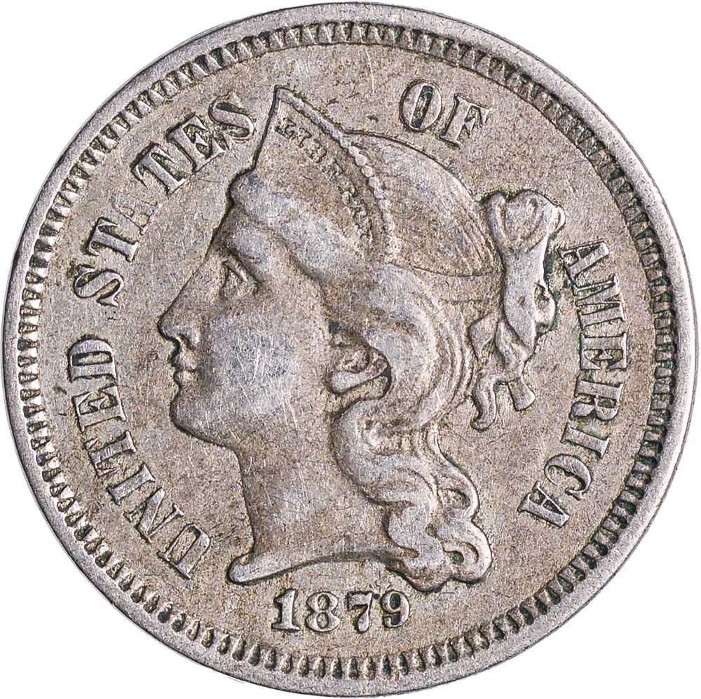 EF-40+ 1879 Nickel Three-Cents