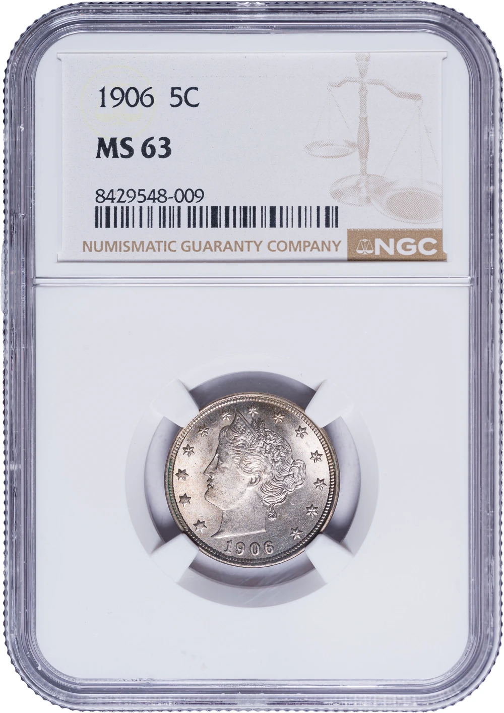 NGC MS-63 1906 Liberty Nickel