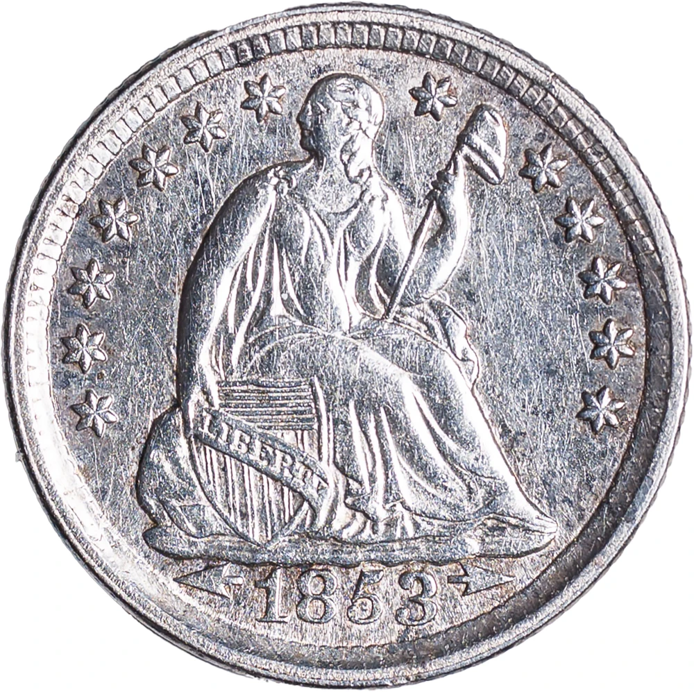 Unc Details 1853 Arrows Half Dime