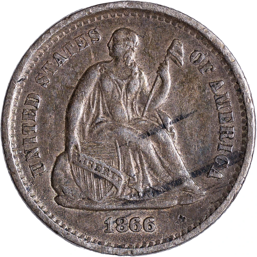 EF-45 1866-S Seated Half Dime