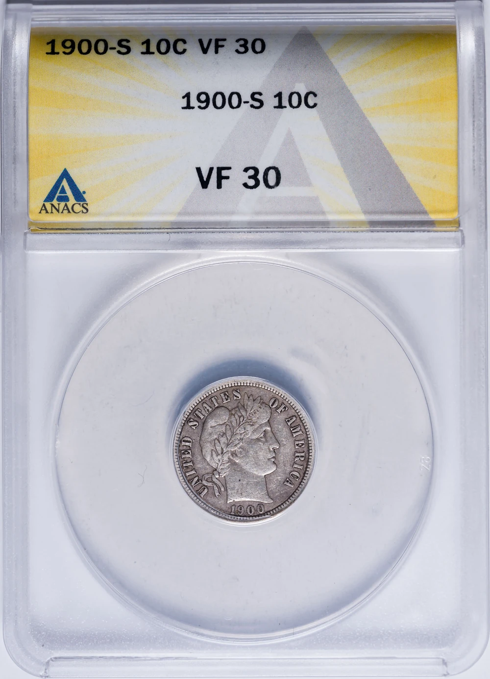 ANACS VF-30 1900-S Barber Dime