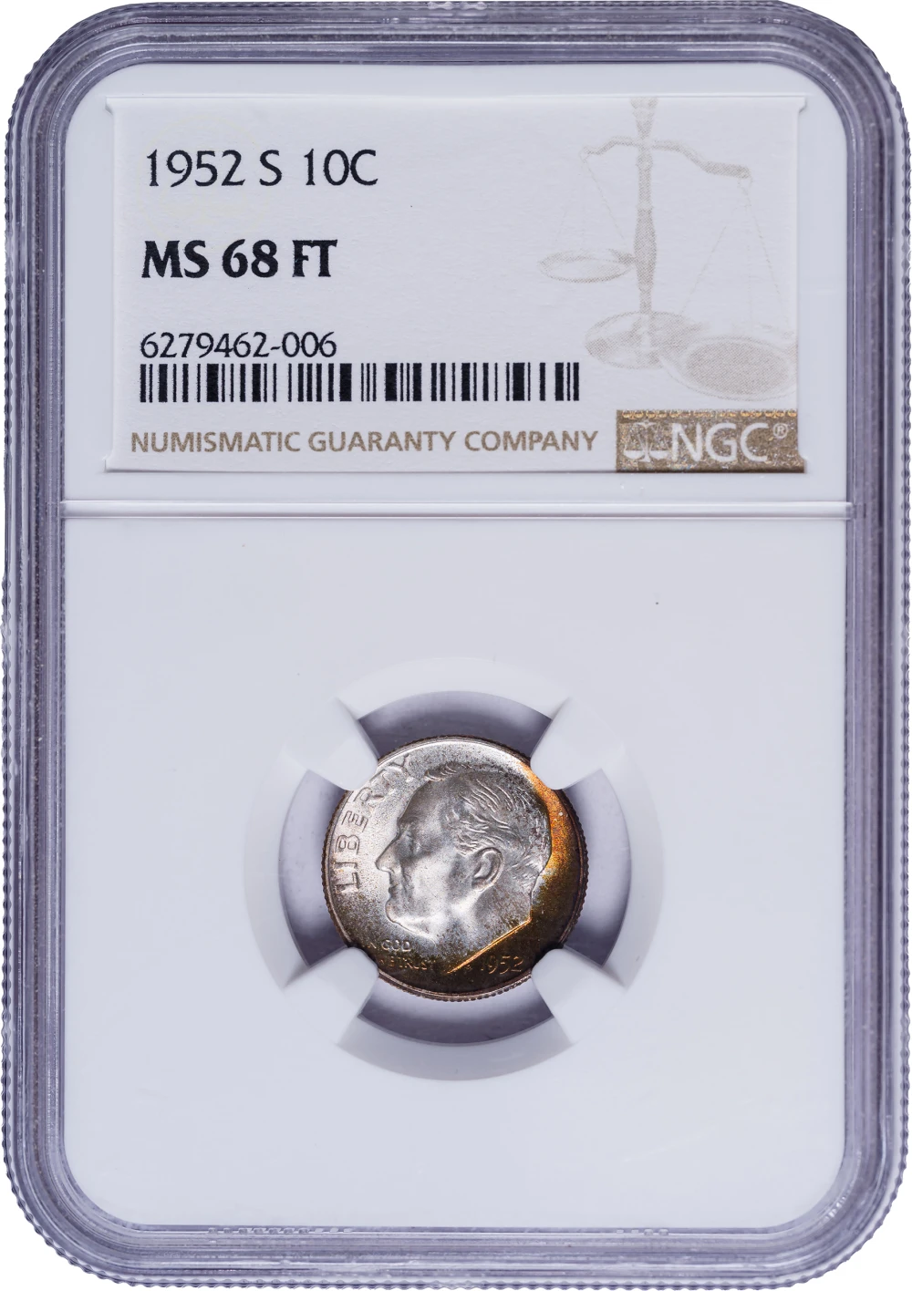 NGC MS-68 FT 1952-S Roosevelt Dime