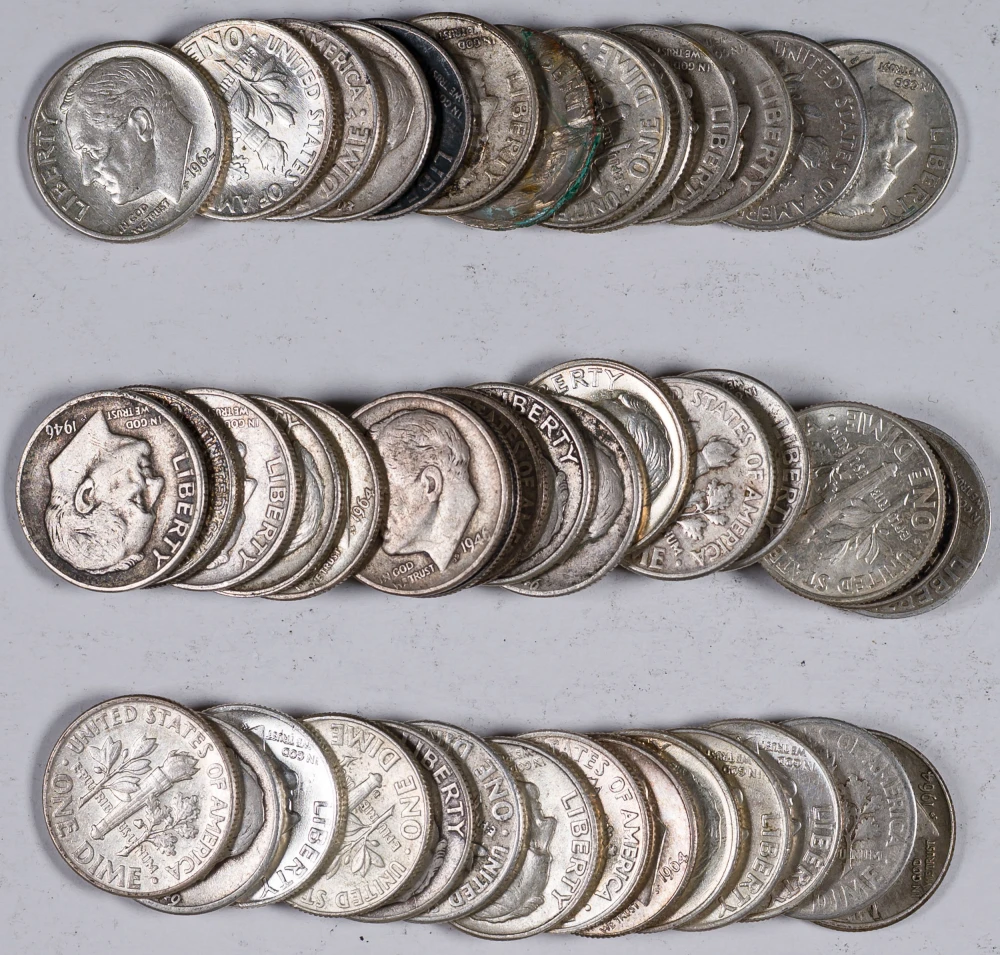 Roll Of Pre-1964 Silver Roosevelt Dimes