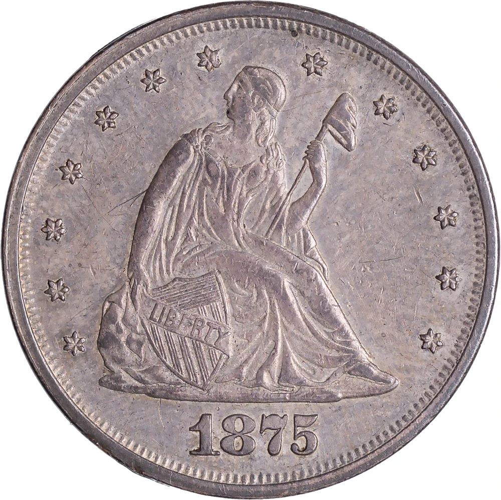 Choice AU-55 1875 Twenty-Cents