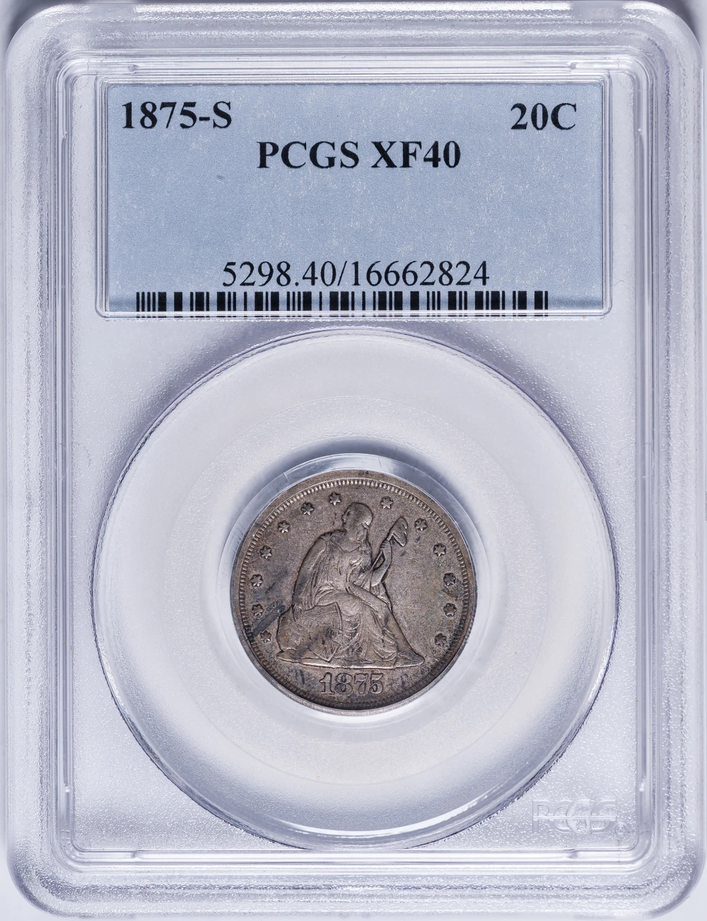 PCGS EF-40 1875-S Twenty-Cents
