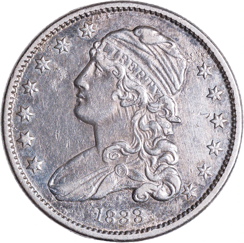 AU-50 Details 1833 Capped Bust Quarter