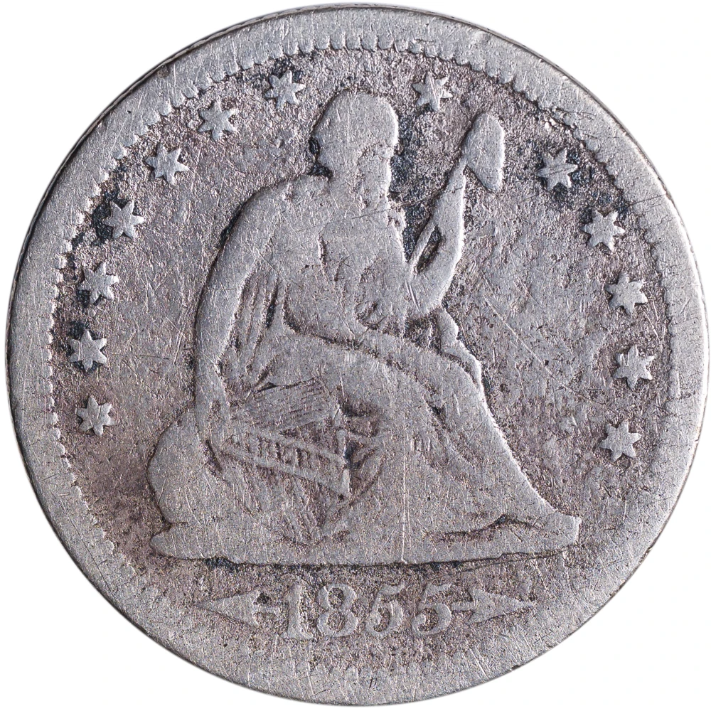 G-VG Details 1855-S Seated Quarter