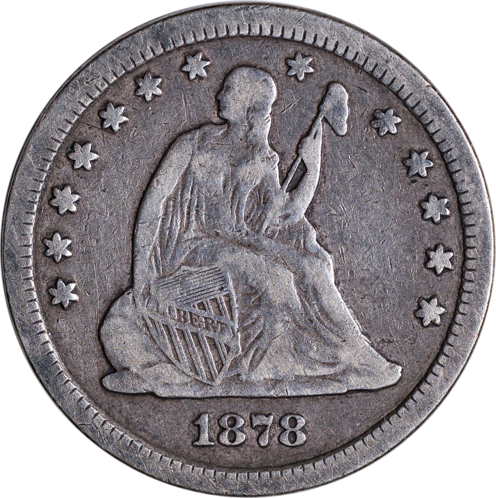 VG-F-10 1878-CC Seated Quarter