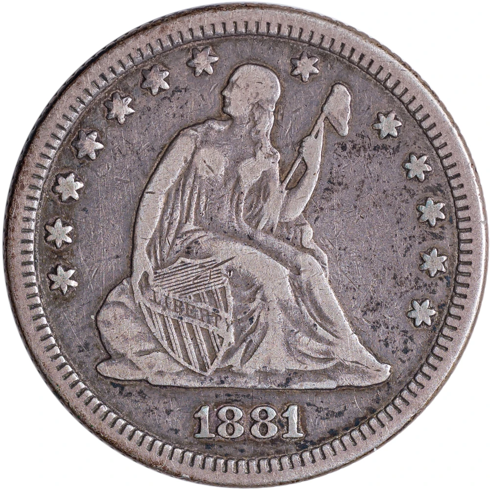 VF-20 1881 Seated Quarter