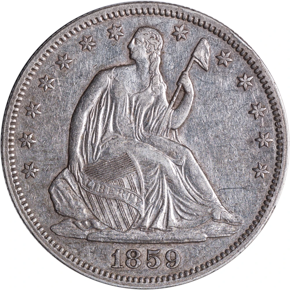 EF-45 1859 Seated Half Dollar