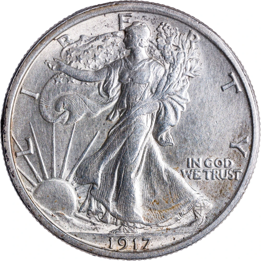 AU-58 Details 1917 Walking Liberty Half Dollar