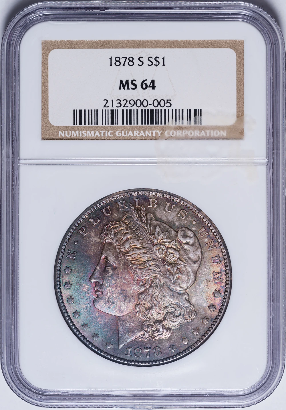 NGC MS-64 Toned 1878-S Morgan Dollar