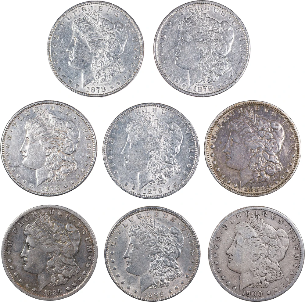 8 Mixed Morgan Dollars