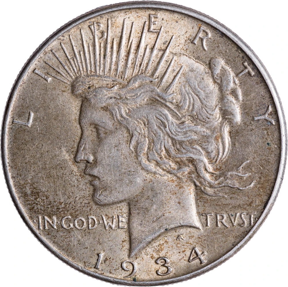 AU-58 1934 Peace Dollar