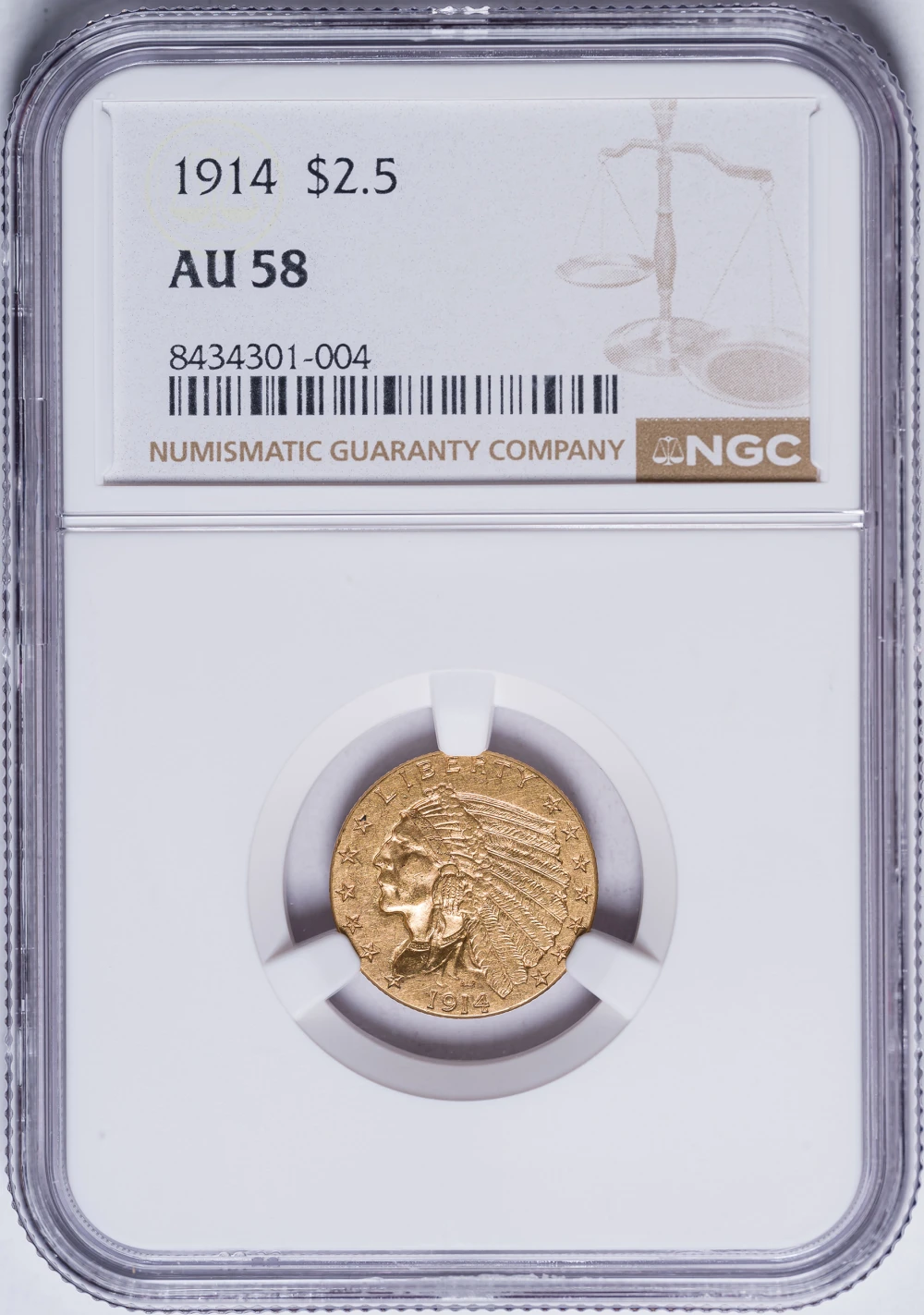 NGC AU-58 1914 $2.50 Gold