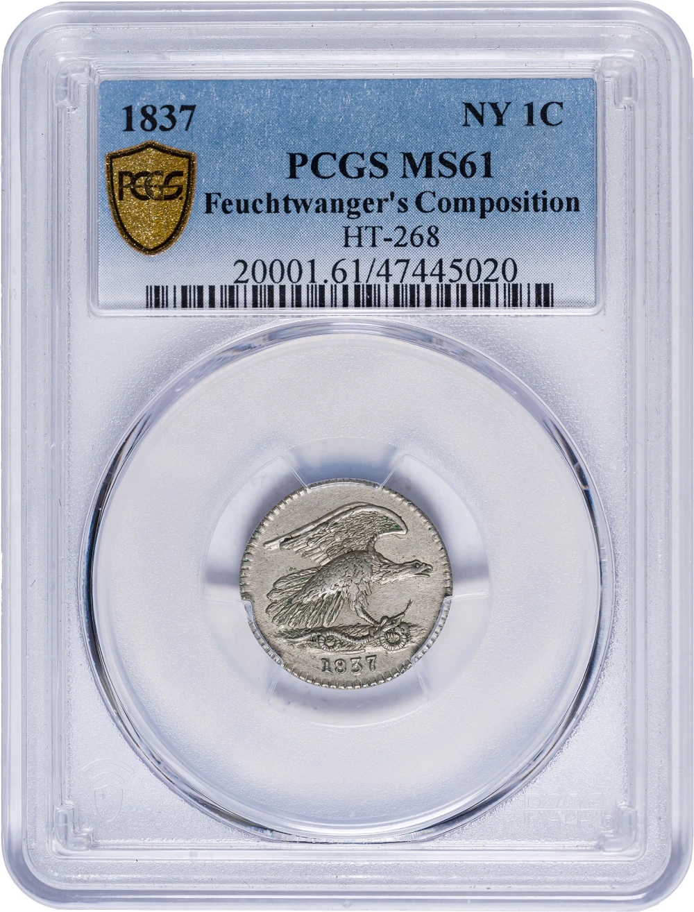 PCGS MS-61 1837 Feuchtwanger Cent