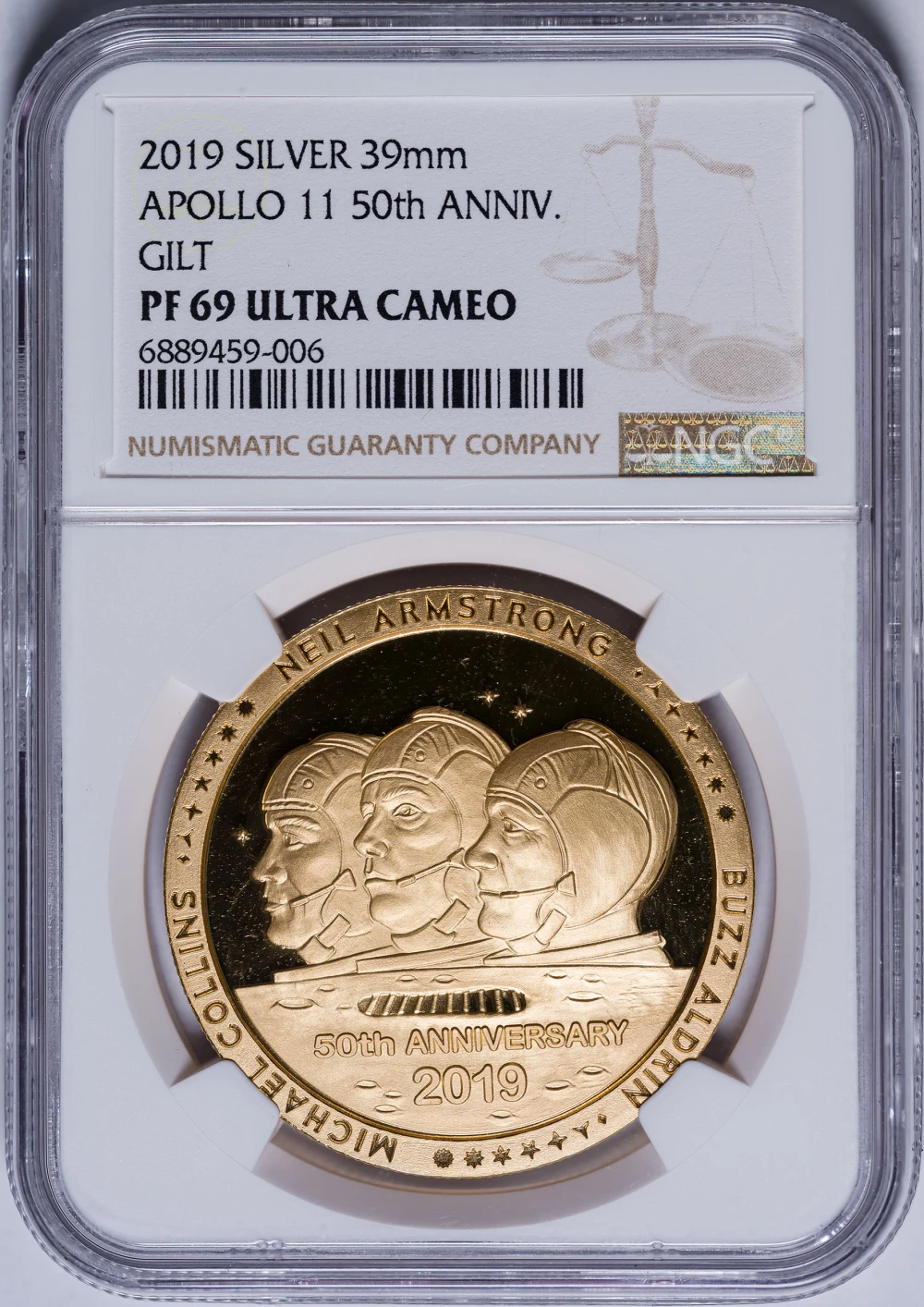 NGC PF-70 UC 2019 Apollo 11 Silver/Gilt Medal