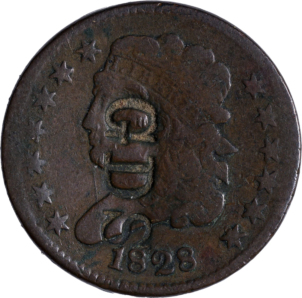 Counterstamped 1828 Half Cent