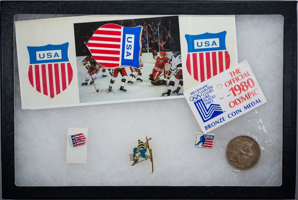 Framed U.S. Hockey 1980 Miracle on Ice Ephemera