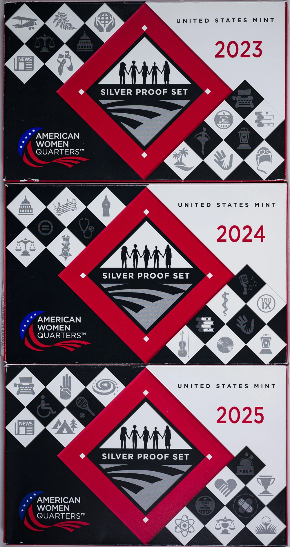3 Pcs American Women Quarters Silver Proof Sets