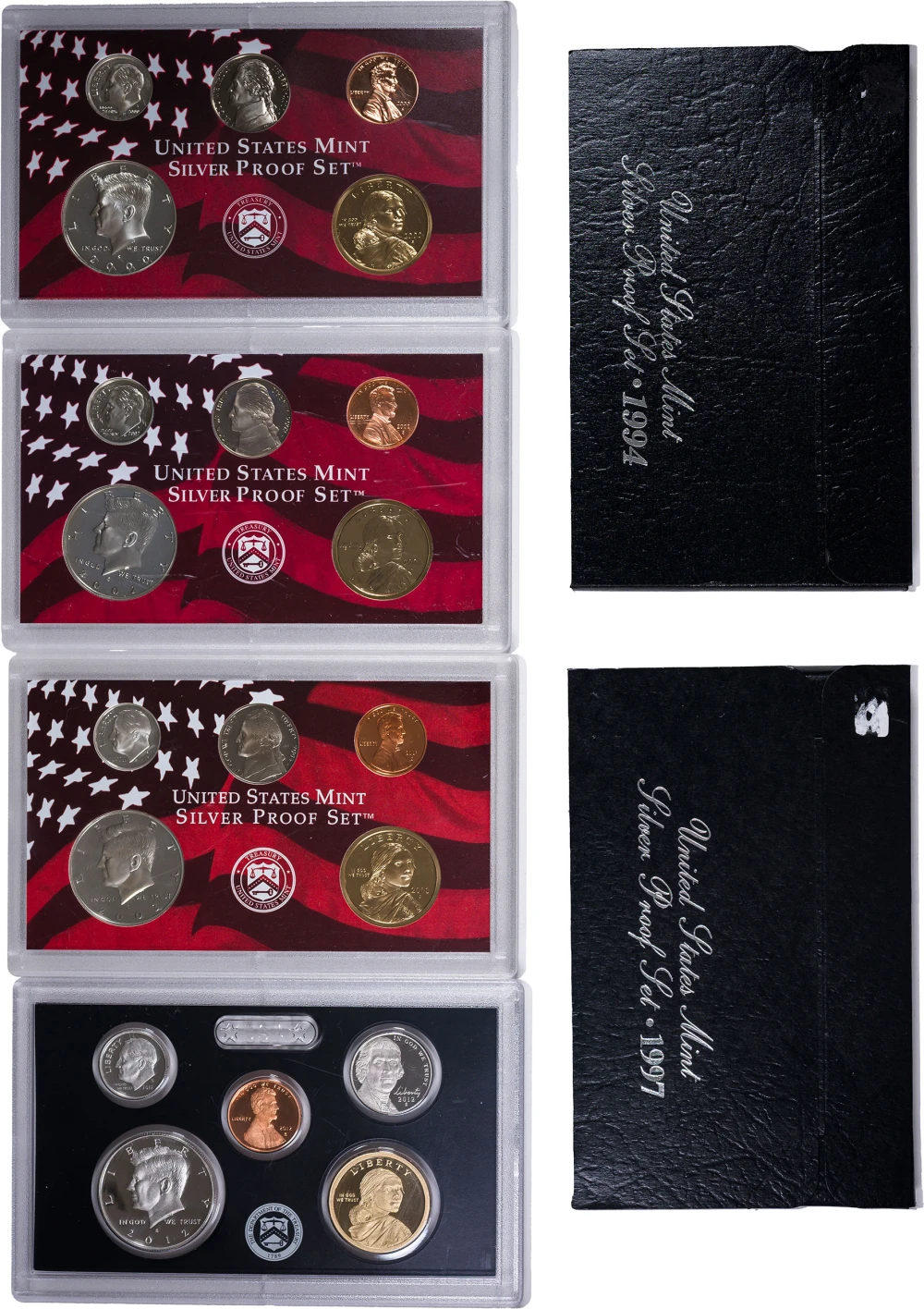 6 Mixed 5 Coin Silver Proof Sets
