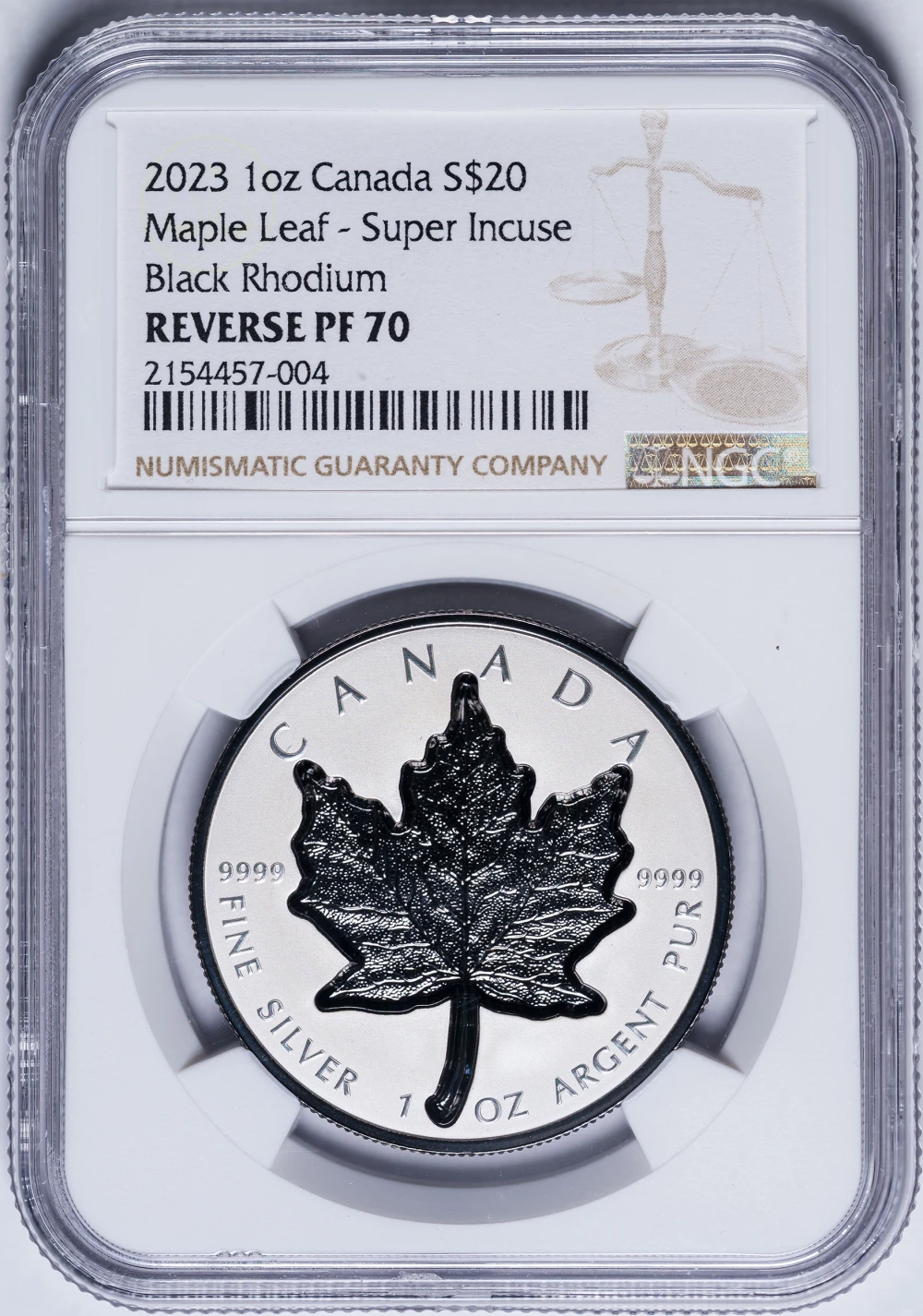Canada. NGC Rev. PF-70 2023 Black Rhodium Maple Leaf